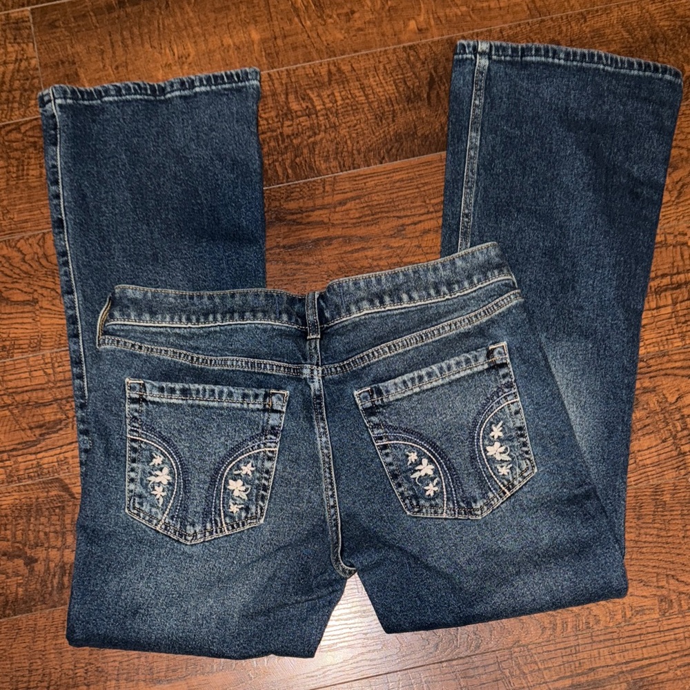 Hollister Dark Blue Embroidered Boot Cut Women's Jeans